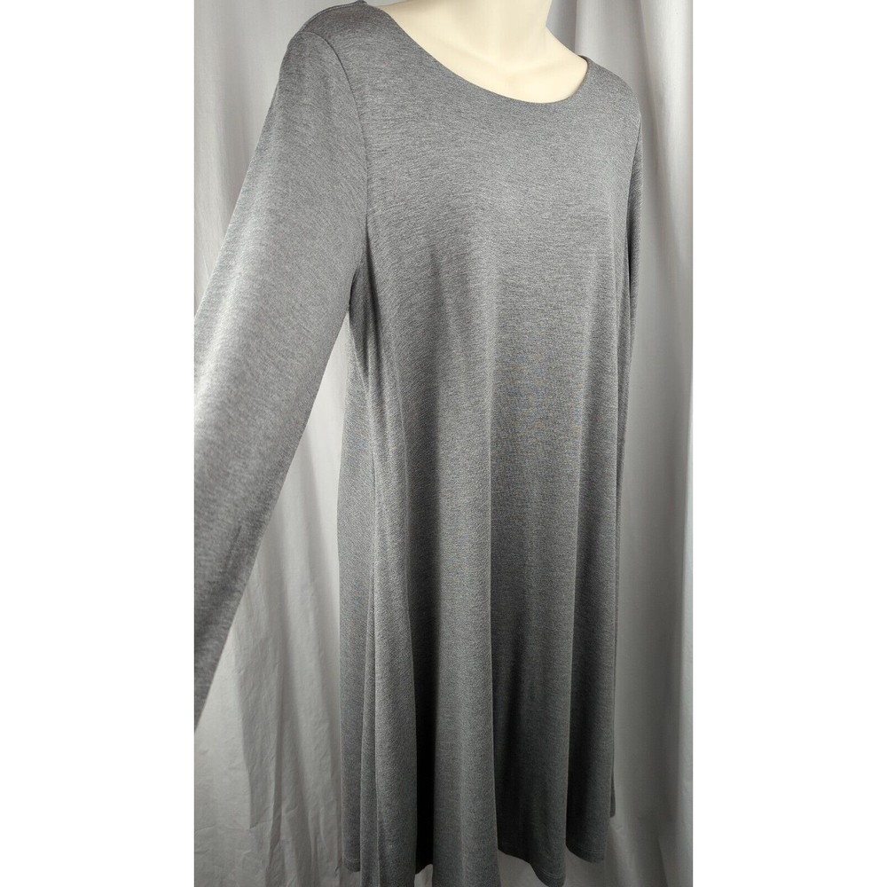 A Pea In The Pod Maternity Swing Dress Gray Cut Out Back Stretch Slimming l/s L - Picture 2 of 4